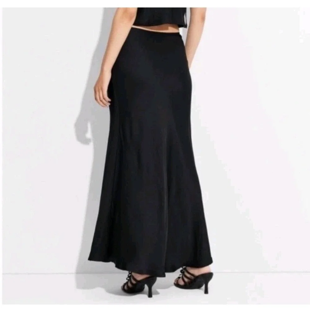 Wild Fable NWT Small Black Satin Slip Maxi Skirt Party Sleek‎ Classic Chic Class